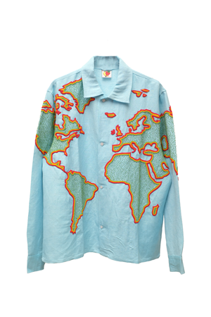 UNISEX WORLD MAP EMBROIDERED SHIRT WOVEN