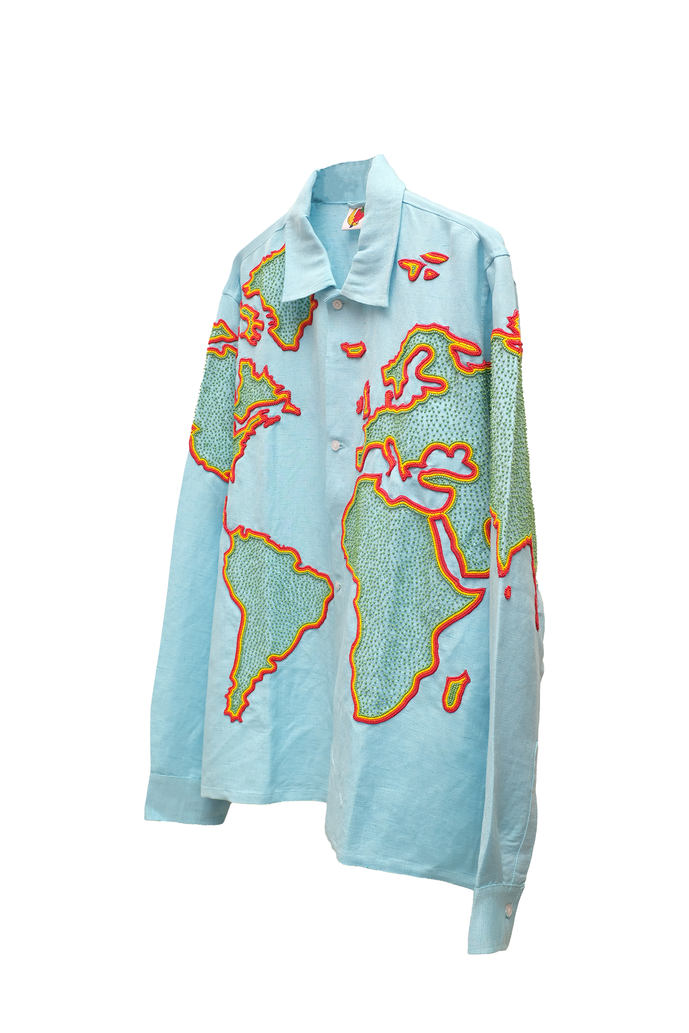 UNISEX WORLD MAP EMBROIDERED SHIRT WOVEN