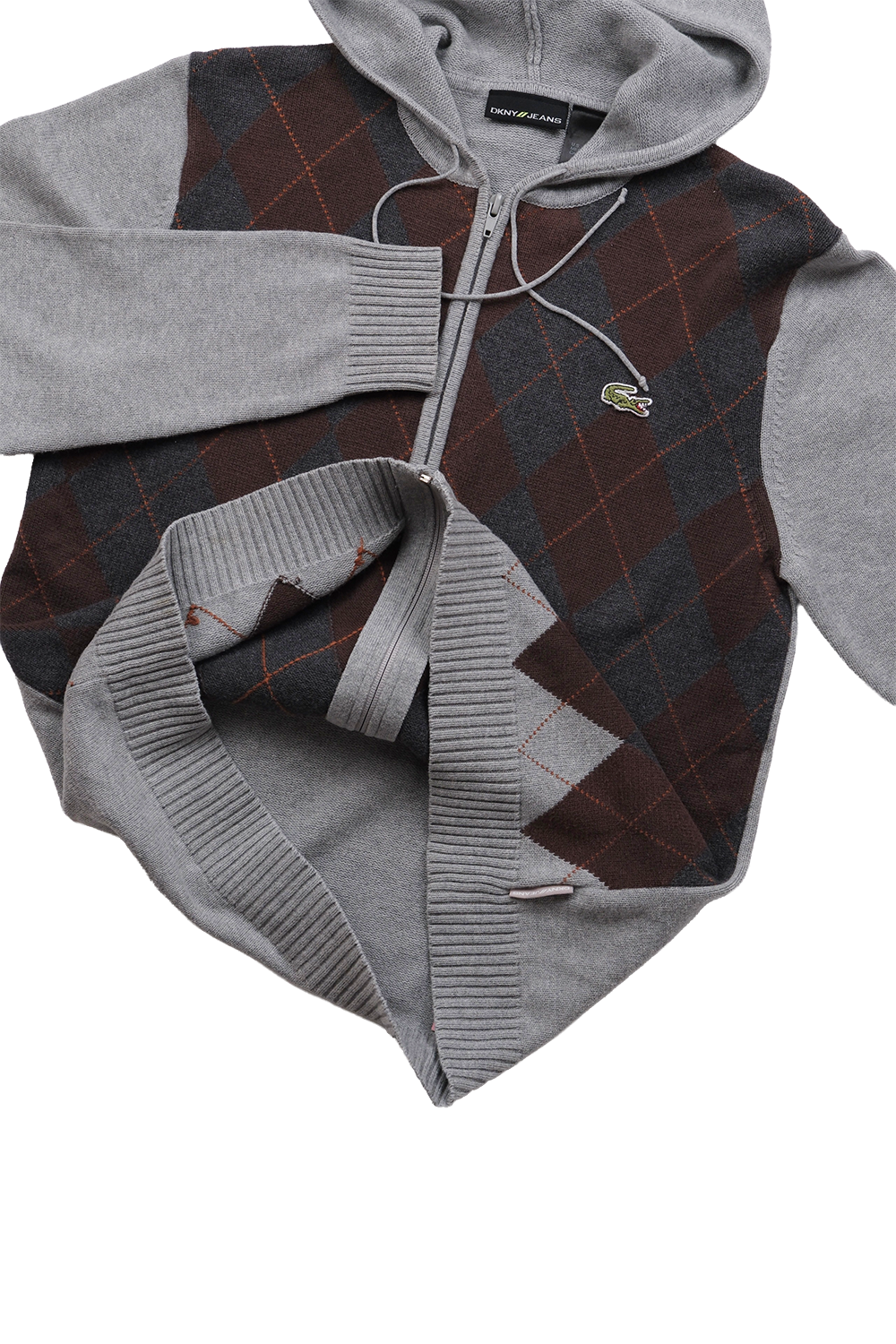 DKNY Argyle Knit Hoodie / Custom Lacoste Patch