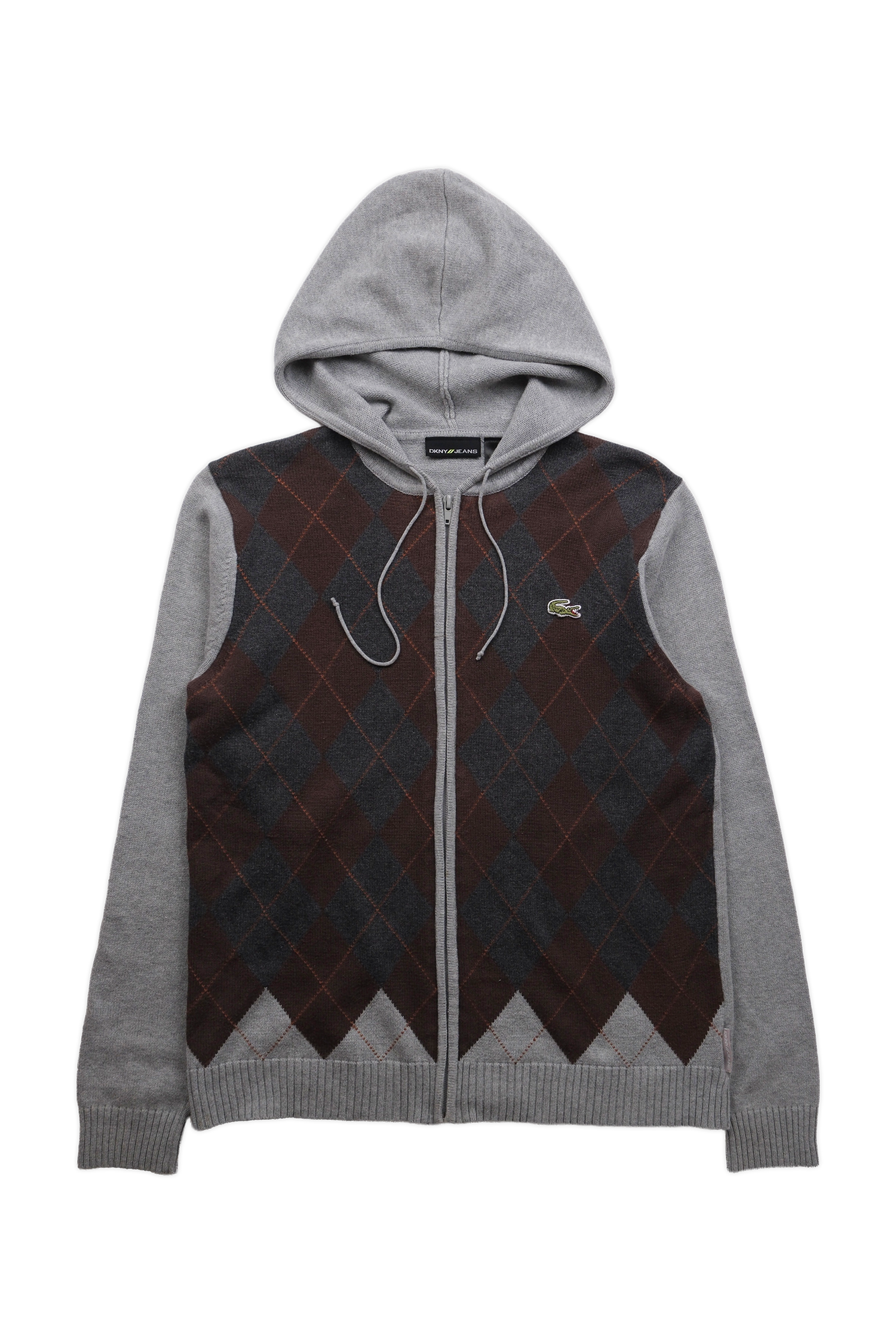DKNY Argyle Knit Hoodie / Custom Lacoste Patch