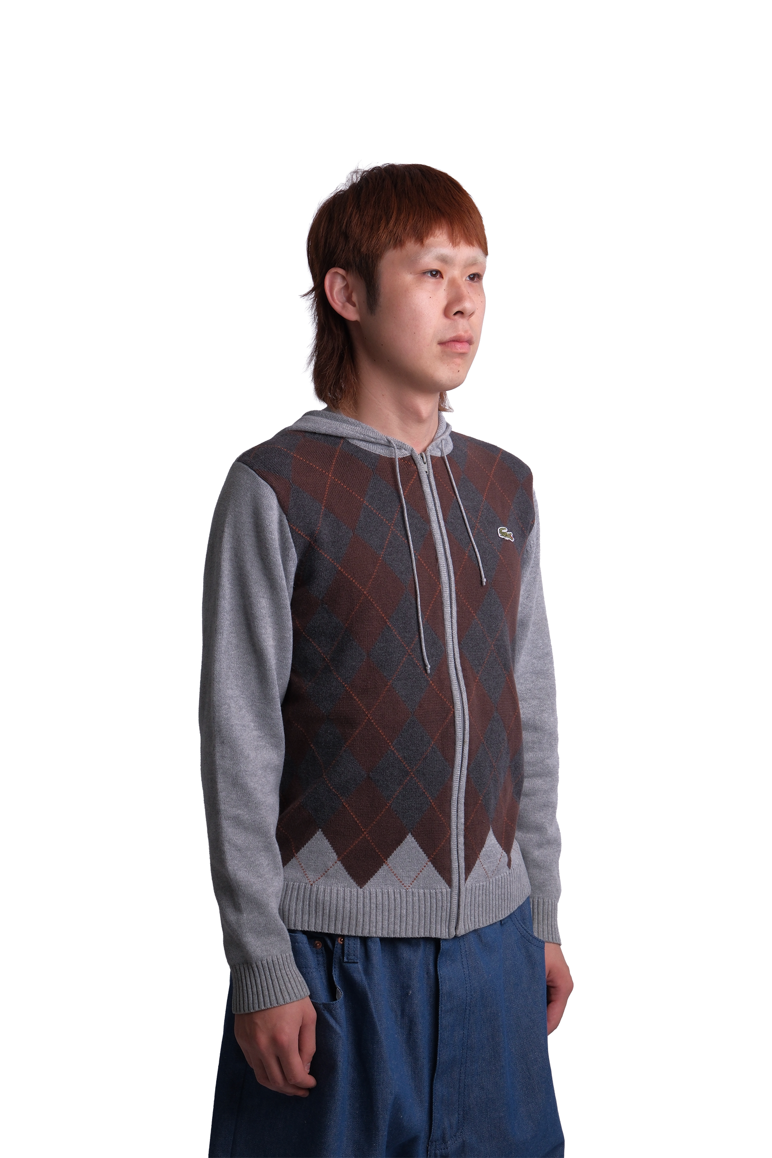 DKNY Argyle Knit Hoodie / Custom Lacoste Patch