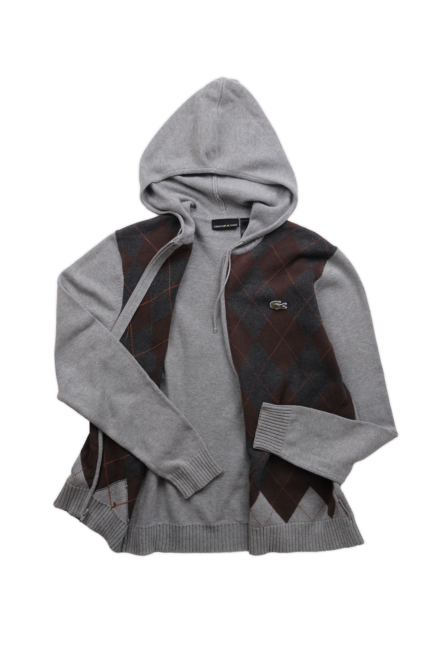 DKNY Argyle Knit Hoodie / Custom Lacoste Patch