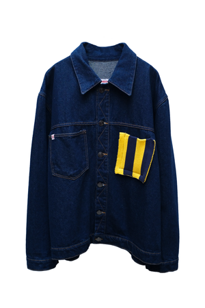 CARGO DENIM JACKET WITH KNIT PATCH