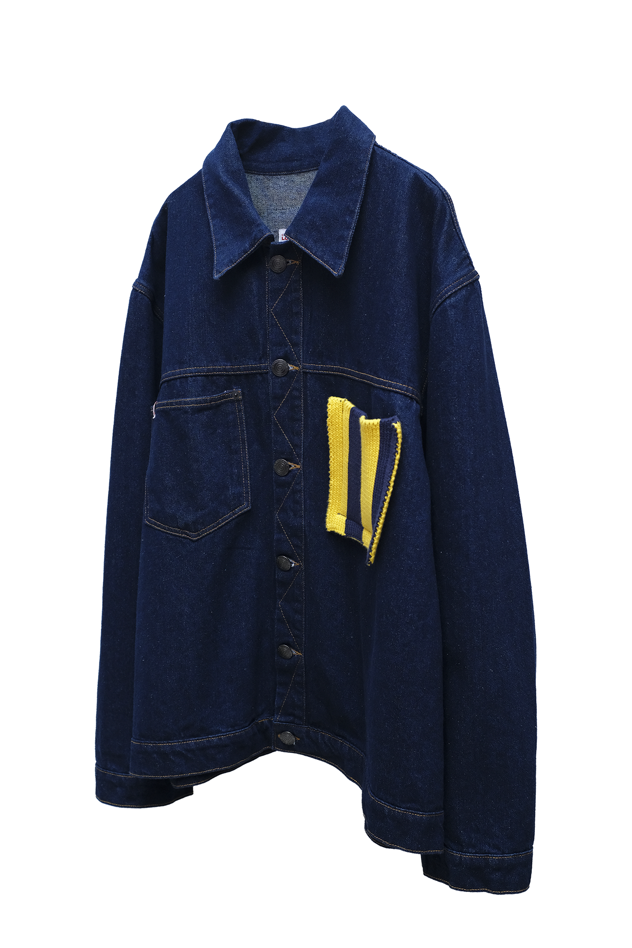CARGO DENIM JACKET WITH KNIT PATCH