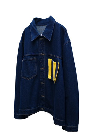 CARGO DENIM JACKET WITH KNIT PATCH