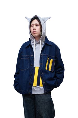 CARGO DENIM JACKET WITH KNIT PATCH