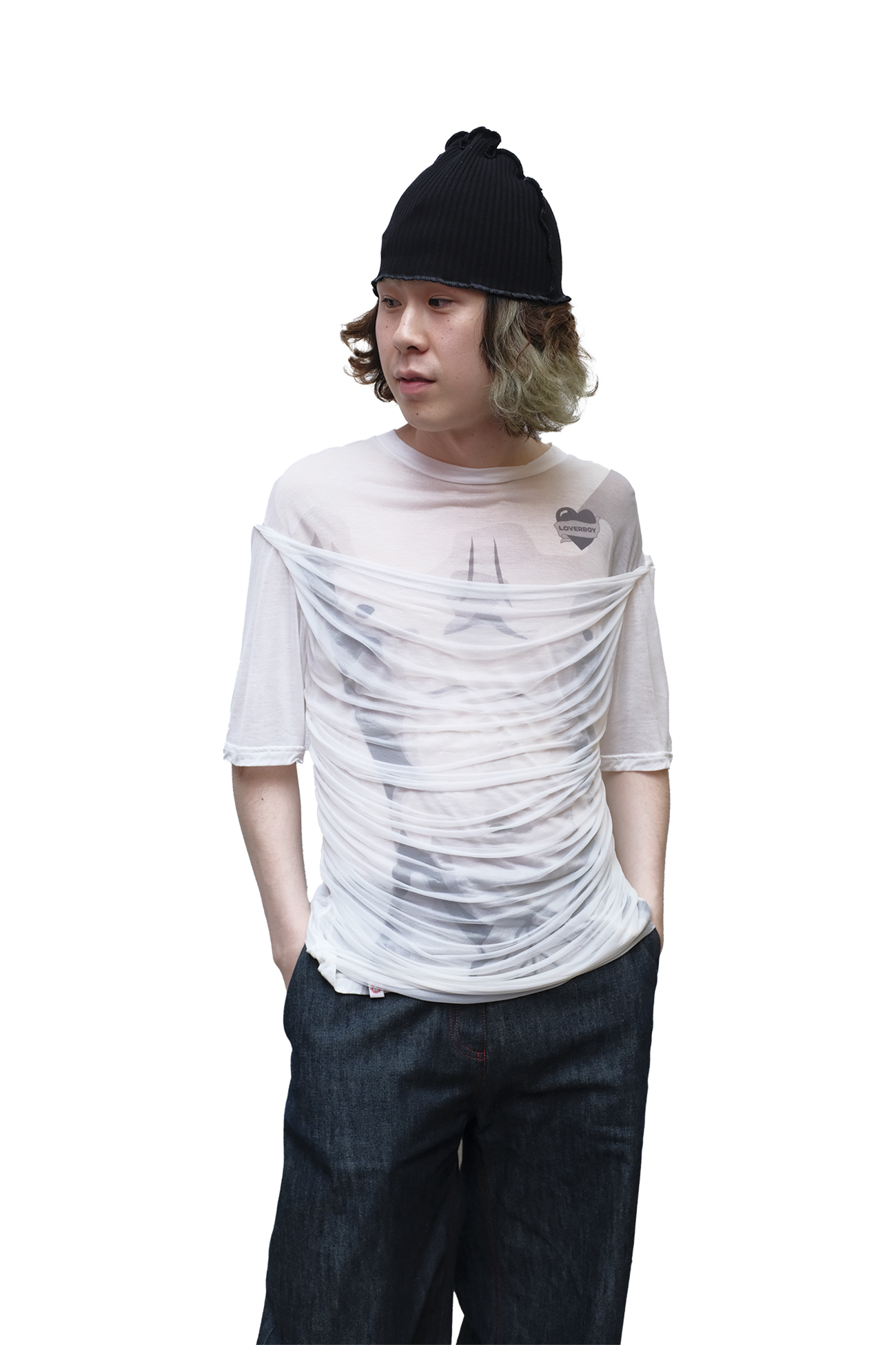 DRAPED MESH TEE