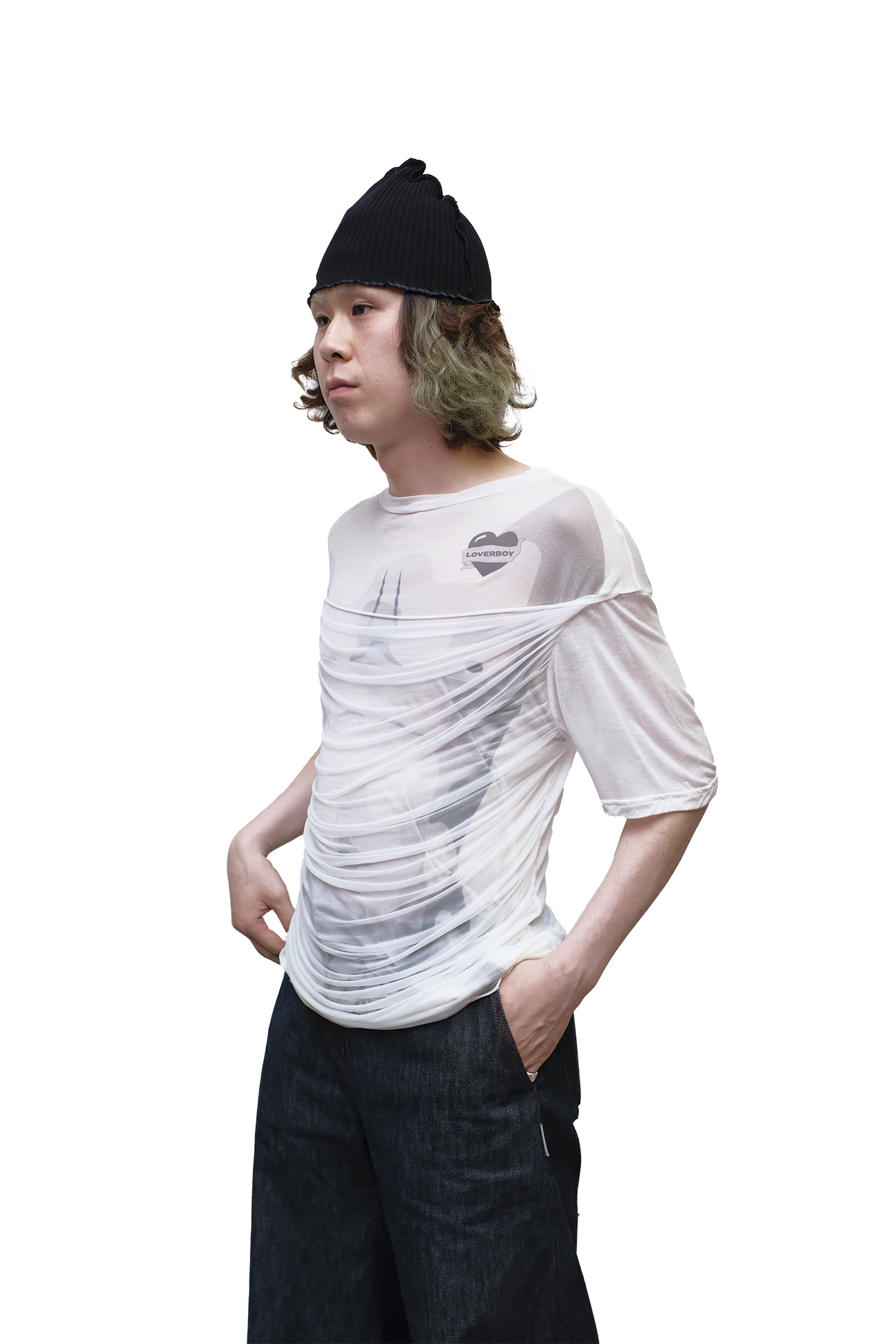 DRAPED MESH TEE