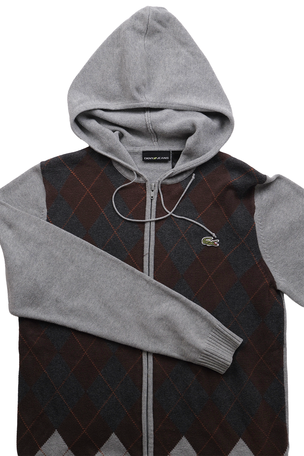 DKNY Argyle Knit Hoodie / Custom Lacoste Patch
