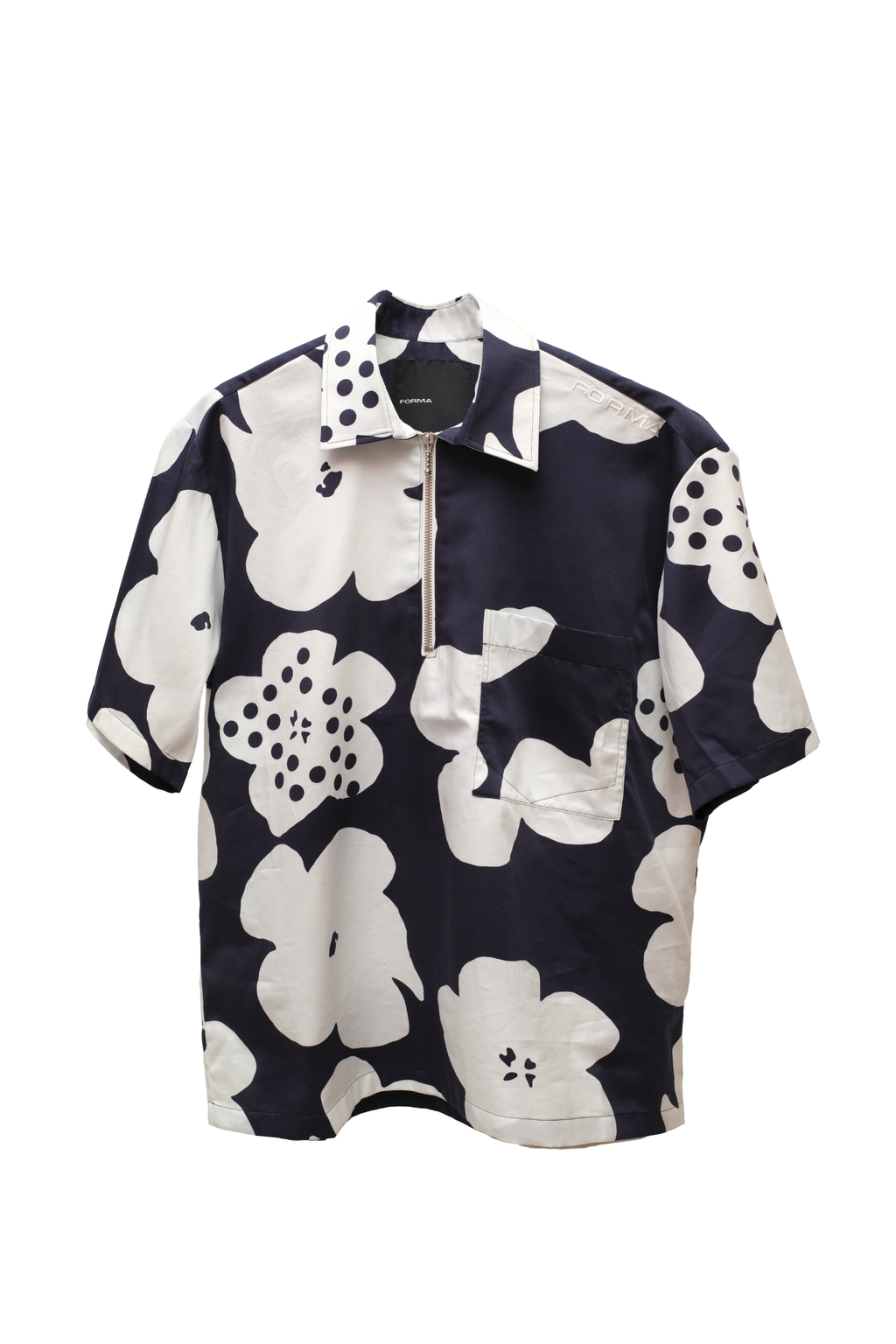 SS FLOWER AOP ZIP SHIRT