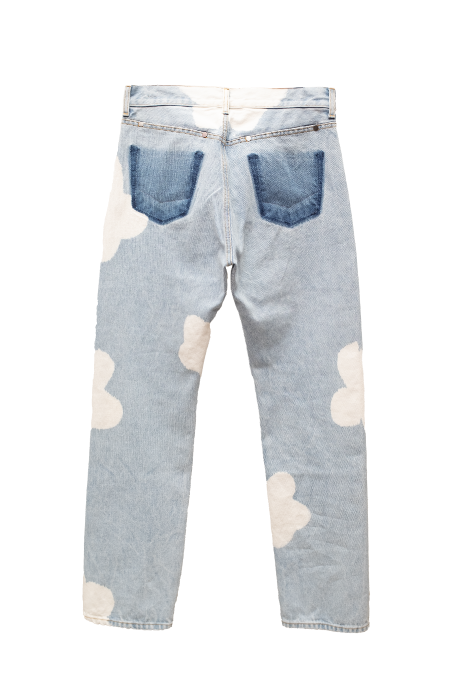 BLEACHED FLOWERS GHOST POCKETS DENIM PANTS