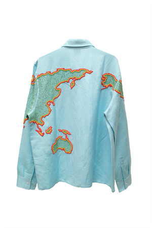 UNISEX WORLD MAP EMBROIDERED SHIRT WOVEN