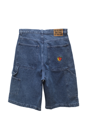 UNISEX PERENNIAL LOGO DENIM SHORTS WOVEN