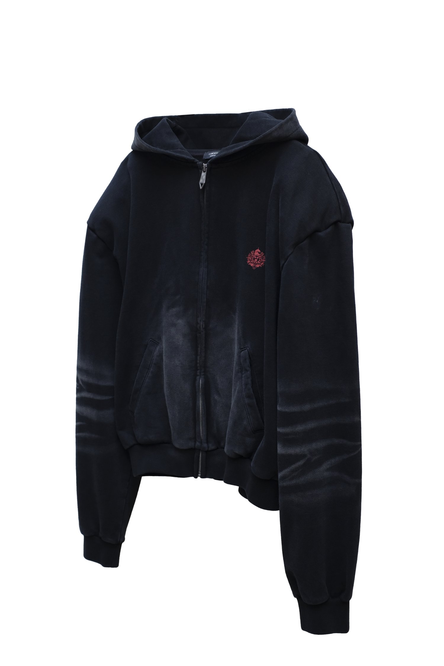 washed zip-up hoodie