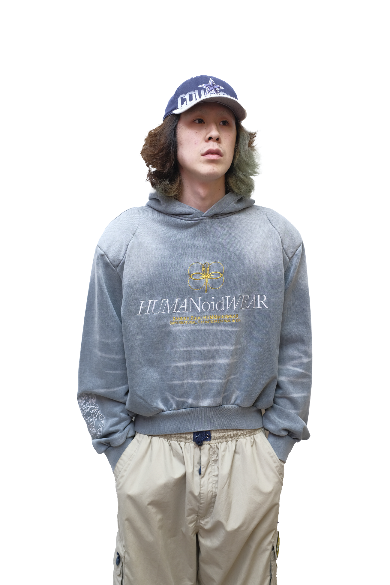 embroidery washed hoodie
