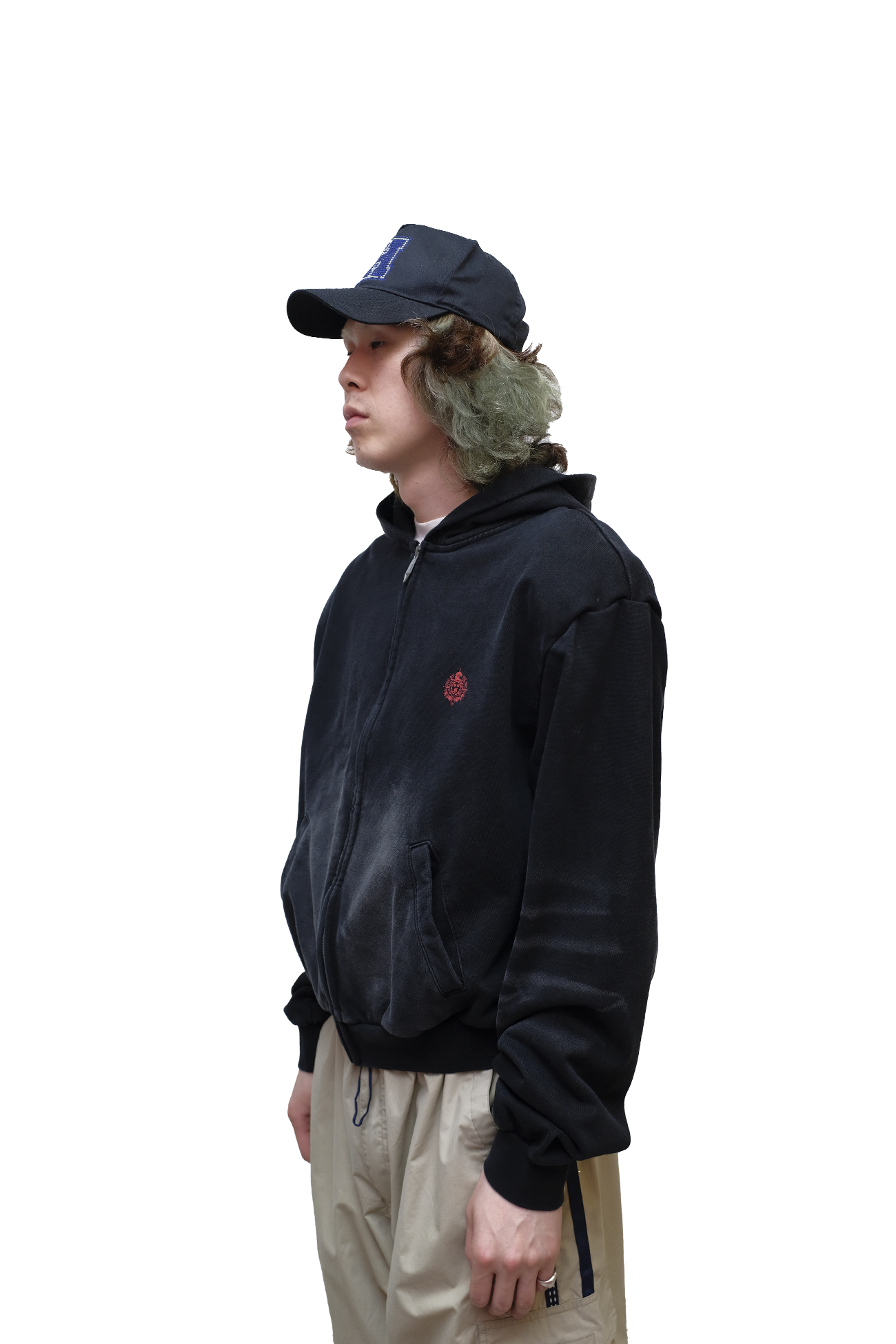 washed zip-up hoodie